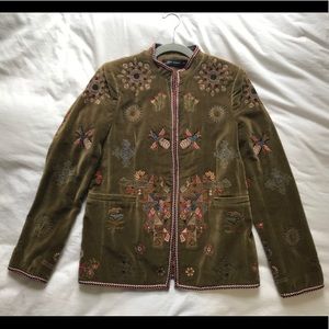 Bohemian Embroidered Velvet Jacket - worn once!